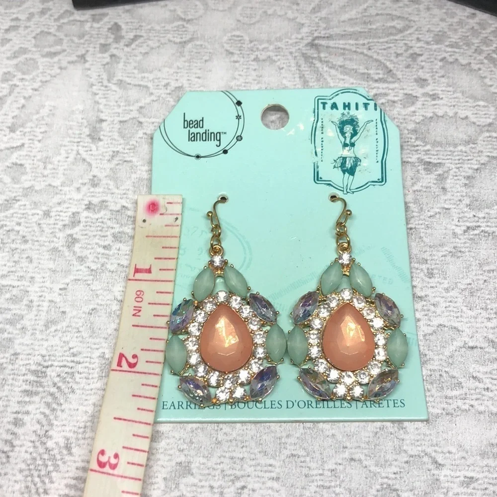 New Bead Landing Tahiti Boho Statement Bejeweled Earrings long dangle drop
